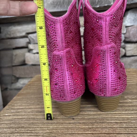 Link  Kids Pink Rhinestone Pull On Boots Size 3 - Picture 7 of 12